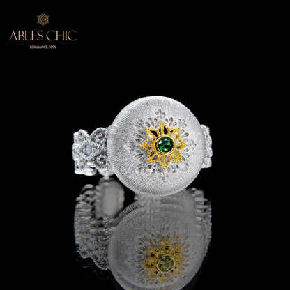 Bague florale ajourée en tissu 5885