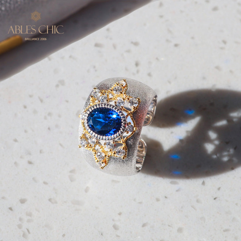 Sapphire Flower Silky Ring 6065