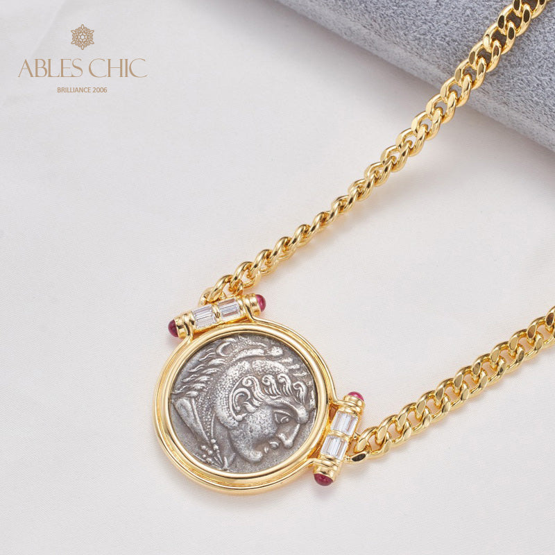 Greek Zeus Antique Coin Necklace 5842