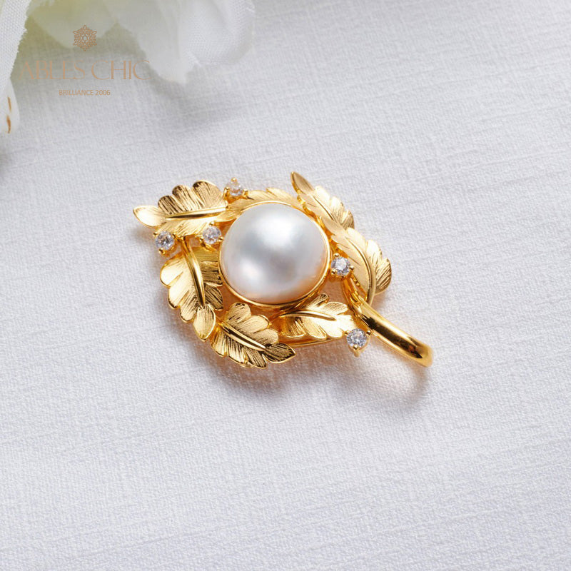 Mabe Pearl Leaf Garland Necklace 5817