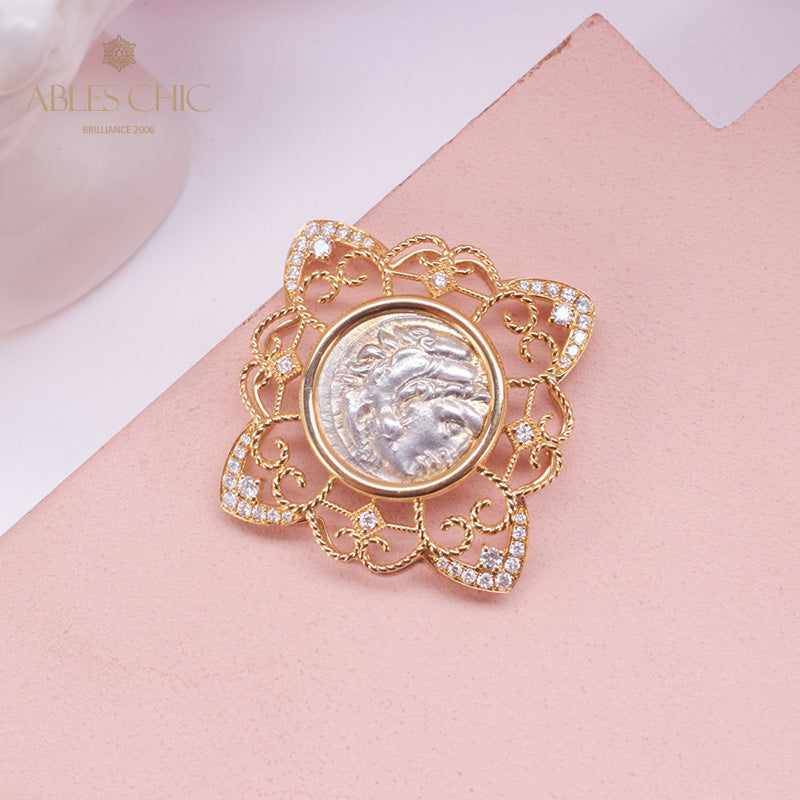 Hercules Coin Filigree Pendant Only