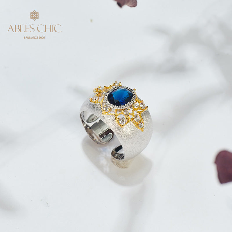 Sapphire Flower Silky Ring 6065