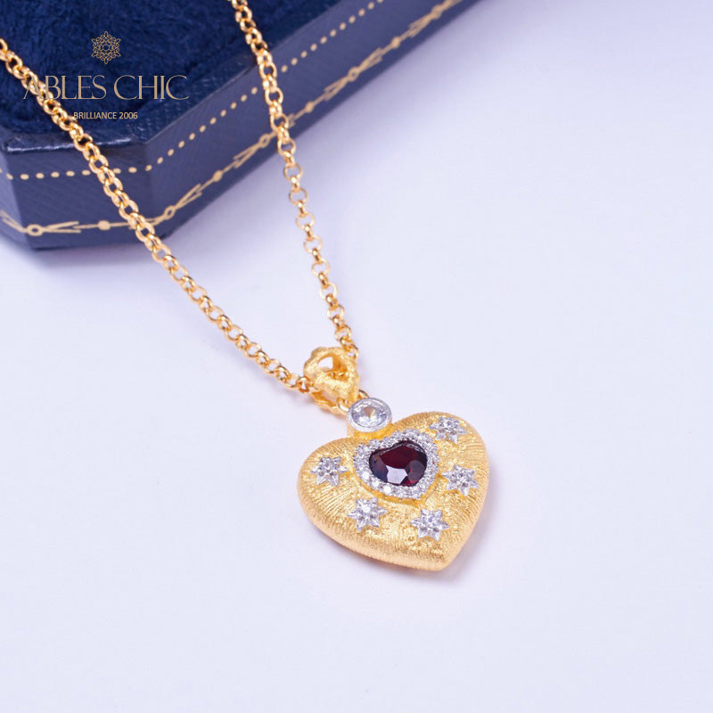 Fabric Pattern Heart Charm Necklace 5849