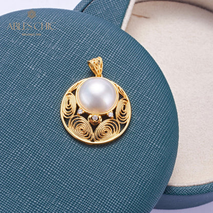 Mabe Pearl Filigree Pendant 5843