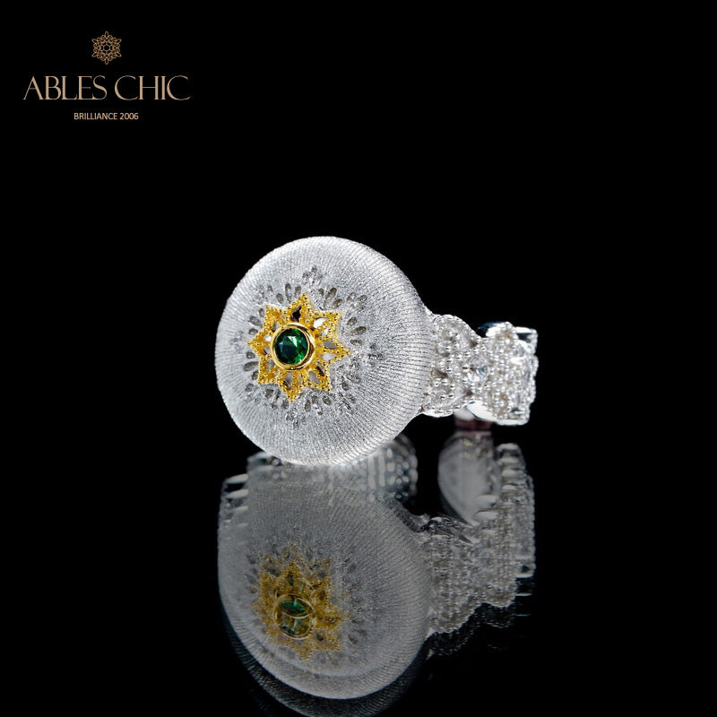 Bague florale ajourée en tissu 5885