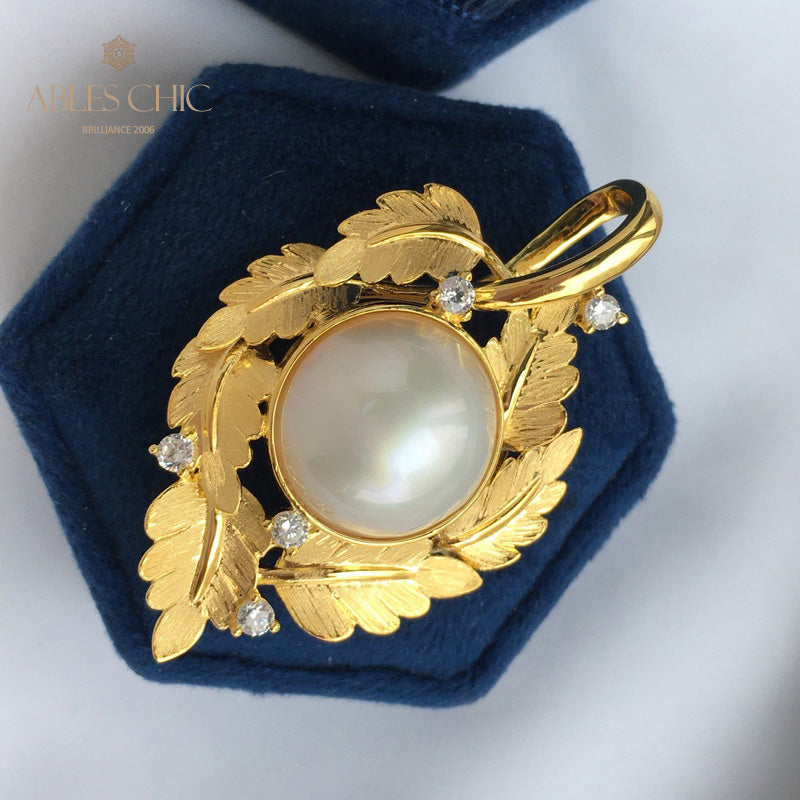 Mabe Pearl Leaf Garland Necklace 5817