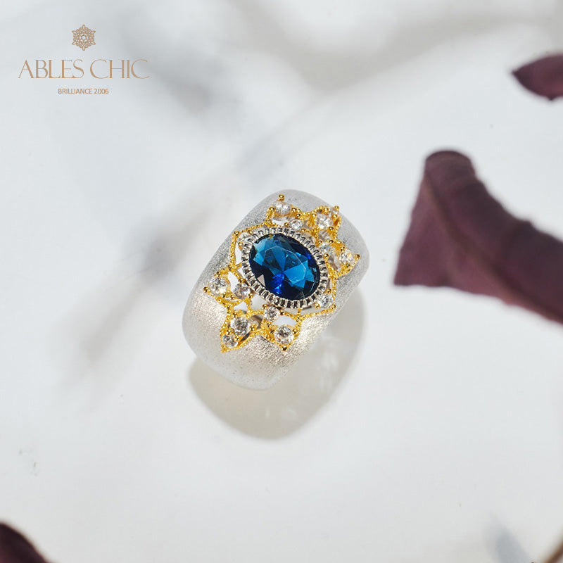 Sapphire Flower Silky Ring 6065