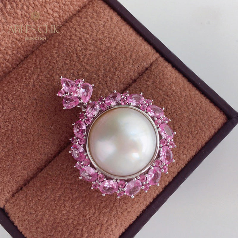 CZ Halo Mabe Pearl Pendant 5861