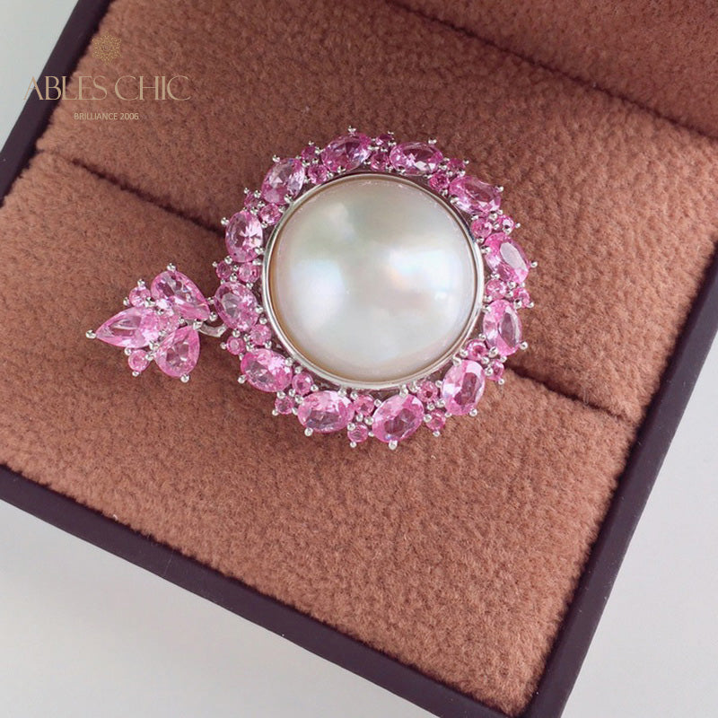 CZ Halo Mabe Pearl Pendant 5861