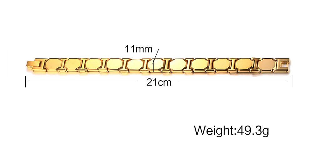 Gold Tungsten Carbide Cushion Links Tennis Bracelet With Magnetic Beads Wholesale Plated 11mm - Ables Mall