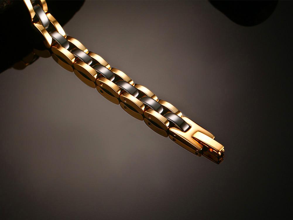 Gold Tungsten Carbide Tennis Bracelet Black Ceramic Links Wholesale Plated 7.5mm - Ables Mall