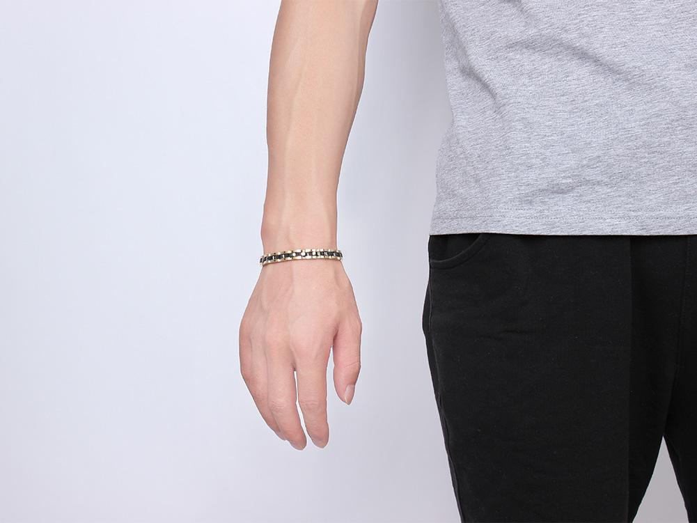 Gold Tungsten Carbide Tennis Bracelet Black Ceramic Links Wholesale Plated 7.5mm - Ables Mall