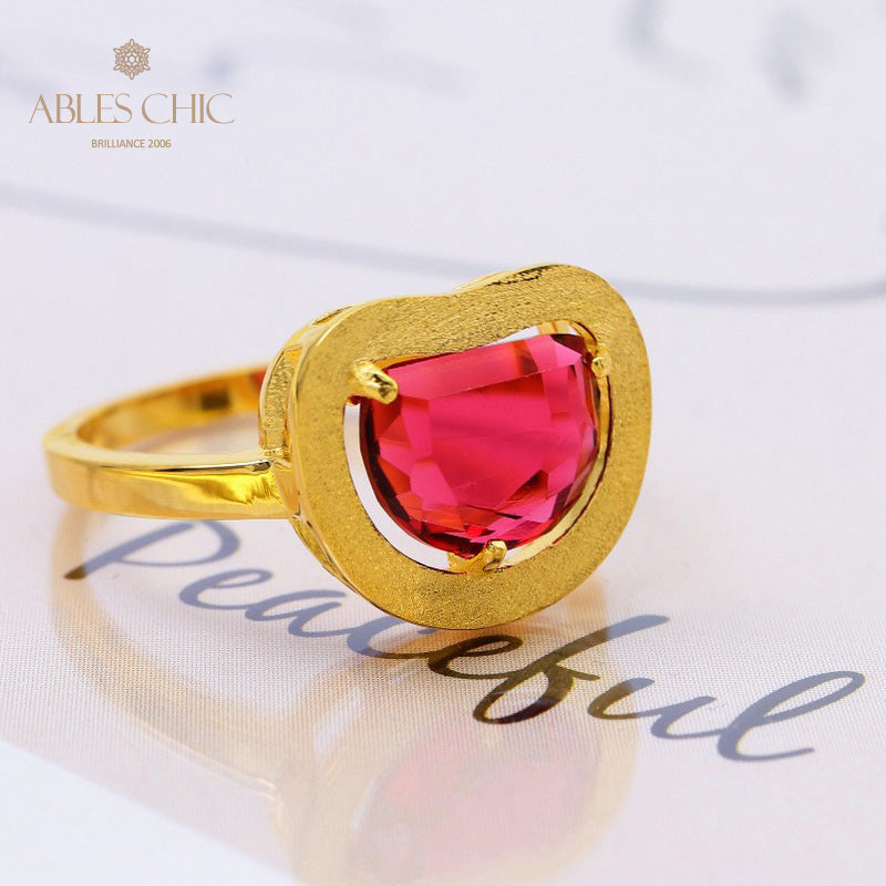 Brushed Apple Zircon Ring 5190