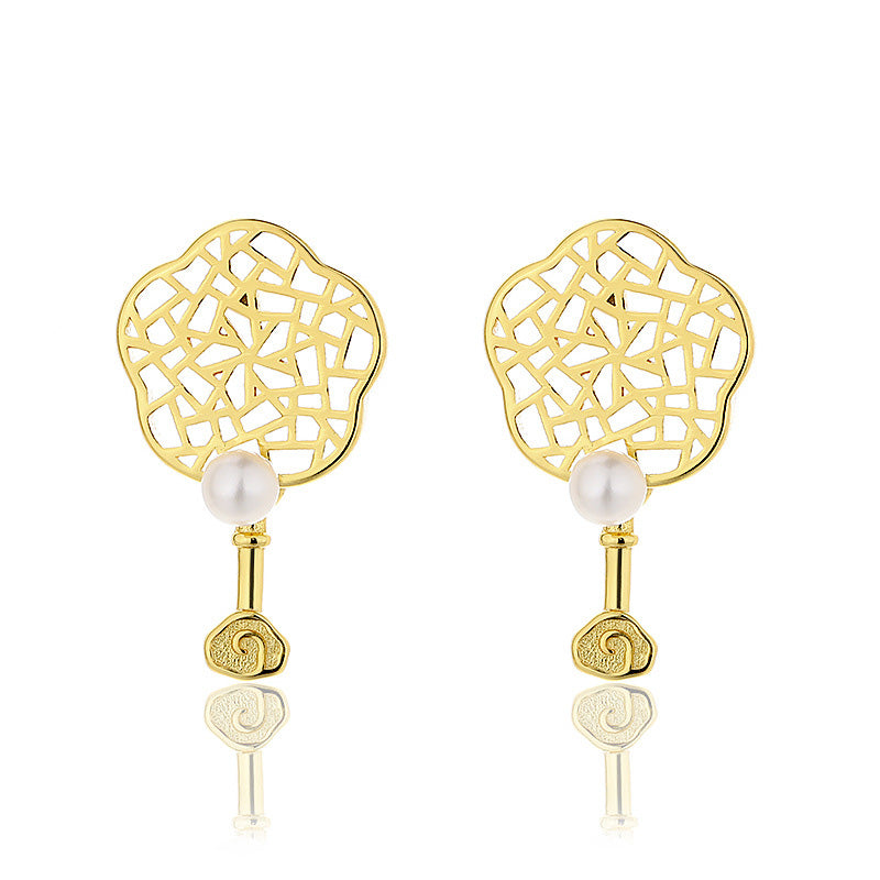 Boucles d'oreilles en perles d'eau douce en filigrane floral PE1005