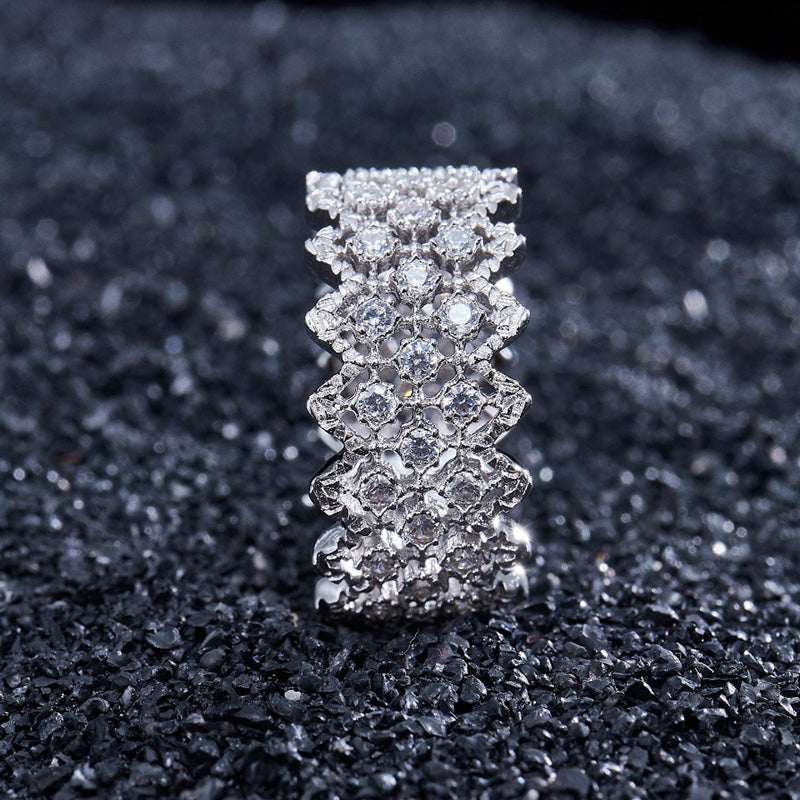 Lace Multi Row Stone Open Ring 5705