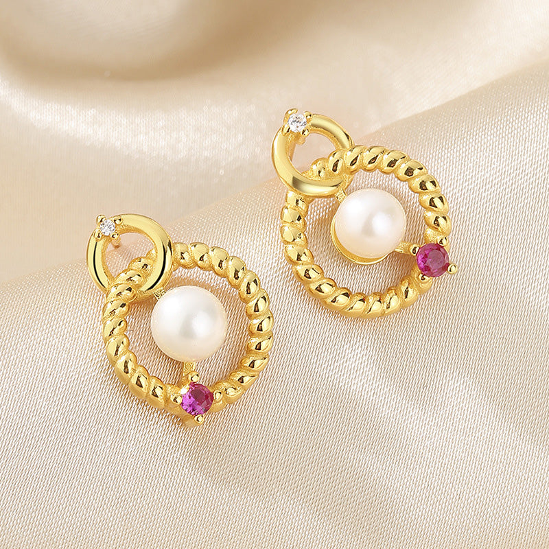 Freshwater Pearls Hoops Earrings PE1030