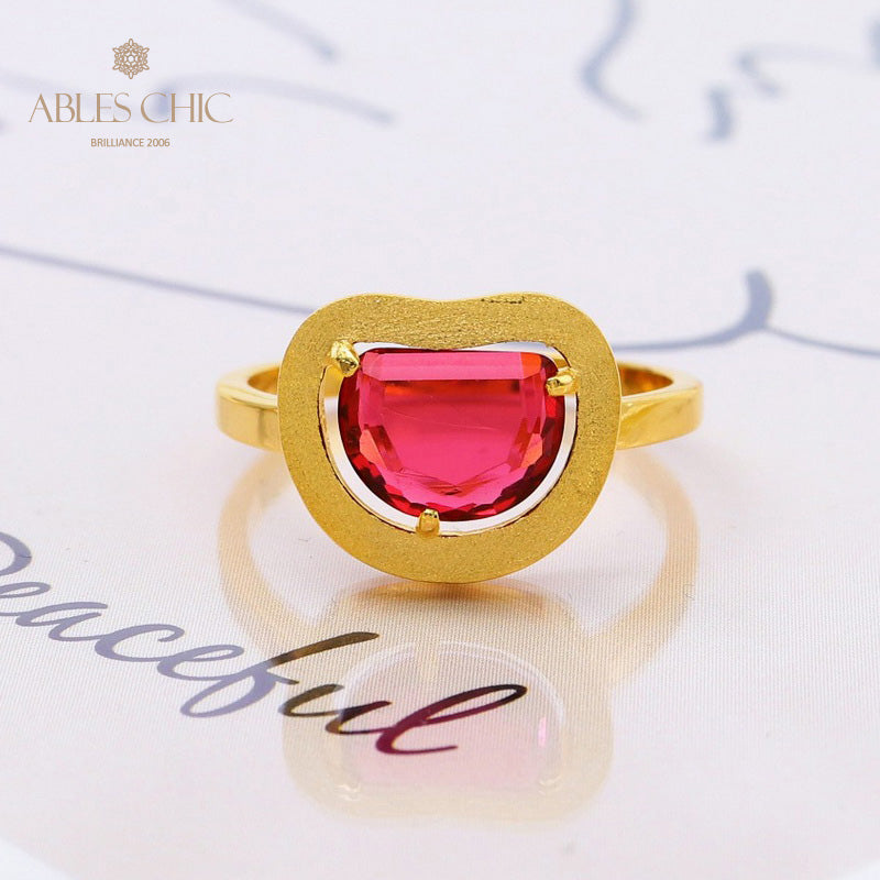 Brushed Apple Zircon Ring 5190