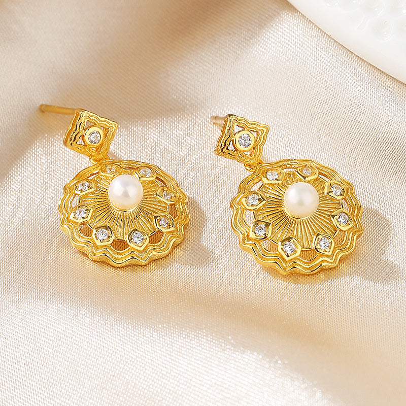 Floral Freshwater Pearls Chandelier Earrings PE1002