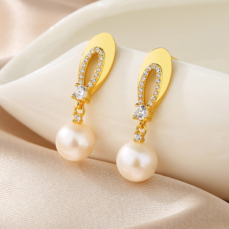 Freshwater Pearl Oval Earrings PE1009