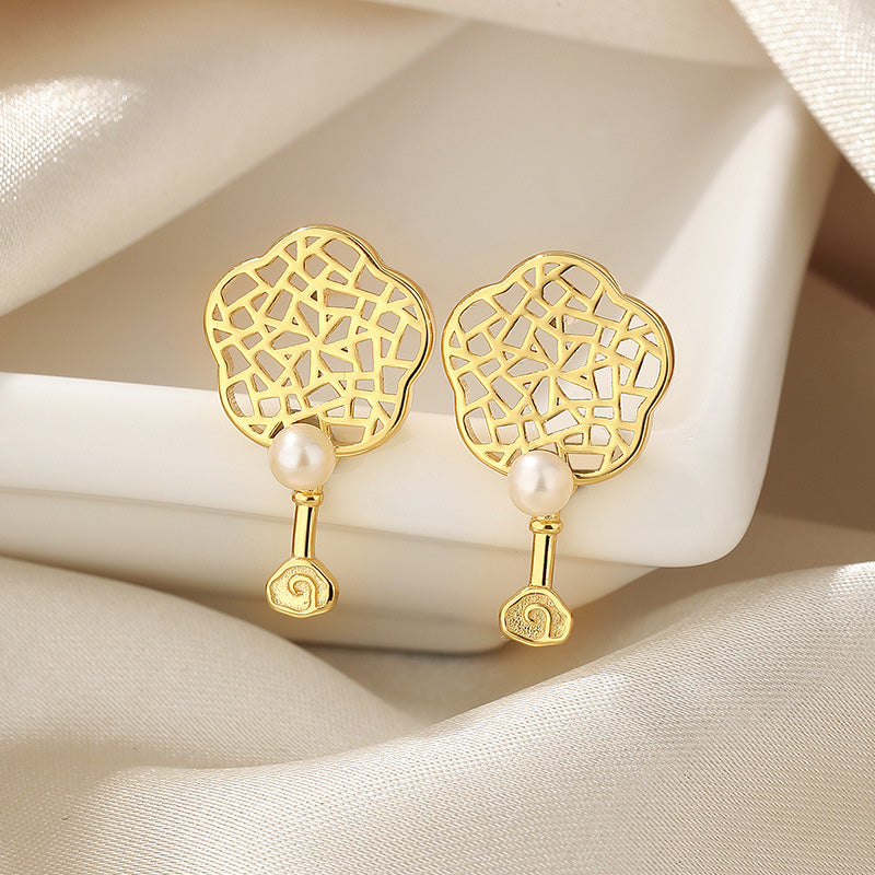 Floral Filigree Freshwater Pearls Earrings PE1005