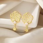 Floral Filigree Freshwater Pearls Earrings PE1005