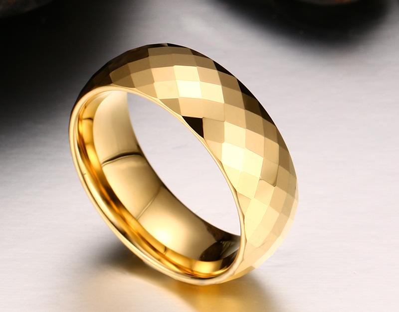 Gold Tungsten Faceted Engagement Ring Sparkling Band Plated Wholesale 8mm - Ables Mall