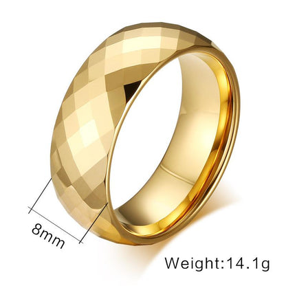 Gold Tungsten Faceted Engagement Ring Sparkling Band Plated Wholesale 8mm - Ables Mall