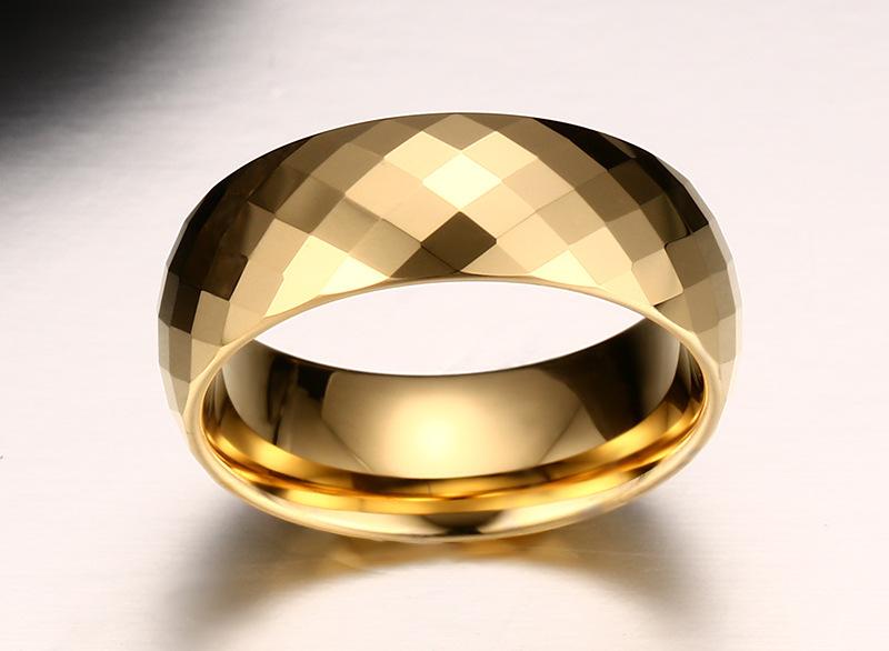 Gold Tungsten Faceted Engagement Ring Sparkling Band Plated Wholesale 8mm - Ables Mall