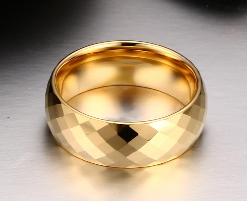 Gold Tungsten Faceted Engagement Ring Sparkling Band Plated Wholesale 8mm - Ables Mall